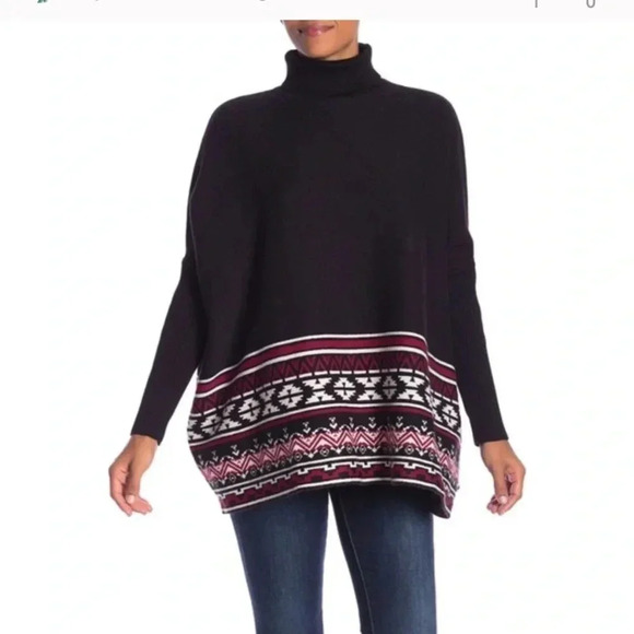 Joseph A Black Aztec Pattern Sweater Women’s XS - Picture 1 of 9